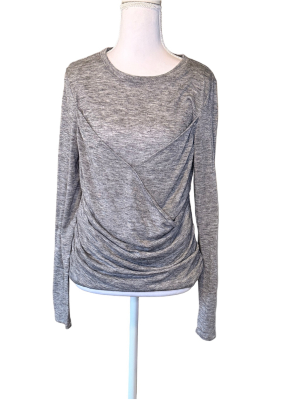 Women's Express Long Sleeve Wrap Front Tee Grey Size L